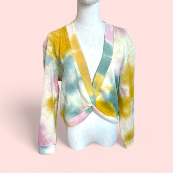 Current air‎ NWOT size Small tie dye twist front cropped sweatshirt - Picture 1 of 13